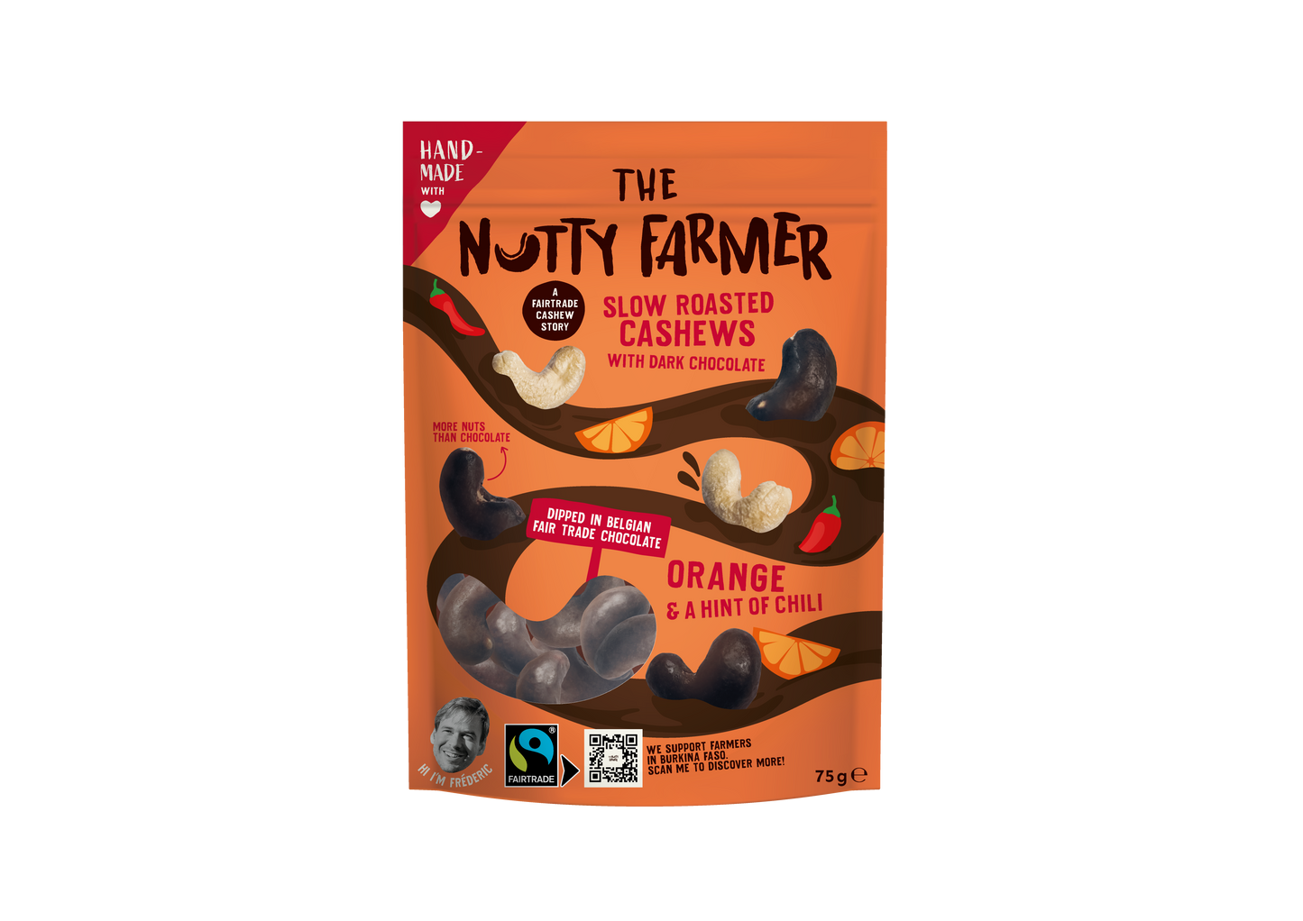 Nutty Farmer Dark Chocolate Orange - Chili 75gr - 9pcs